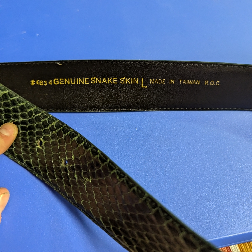 Genuine snakeskin belt